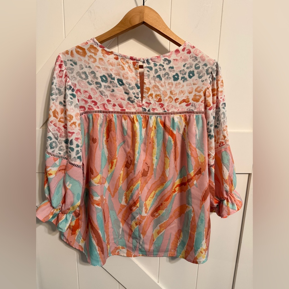 Umgee Multicolor Patterned Blouse Leopard Women’s… - image 7